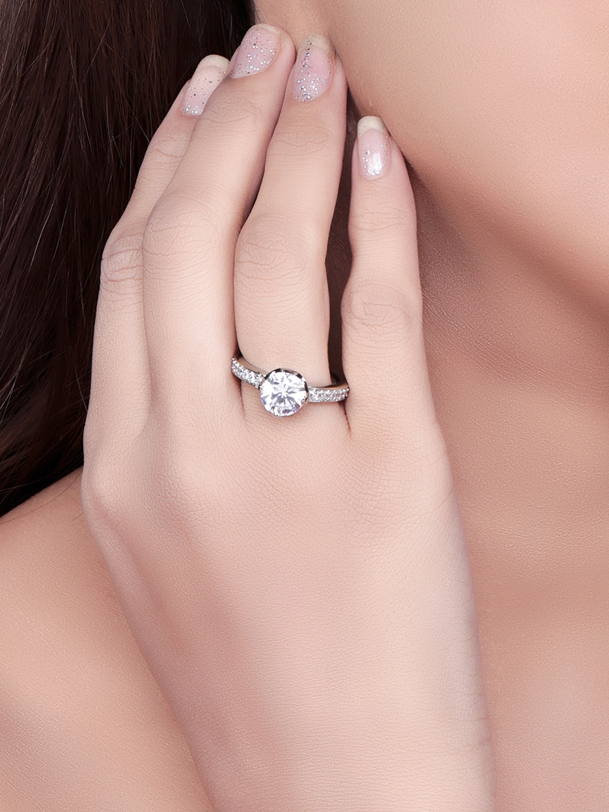 Pissara by Sukkhi Gleaming 925 Sterling Silver Cubic Zirconia Finger Ring For Women And Girls|with Authenticity Certificate, 925 Stamp & 6 Months Warranty LR104663
