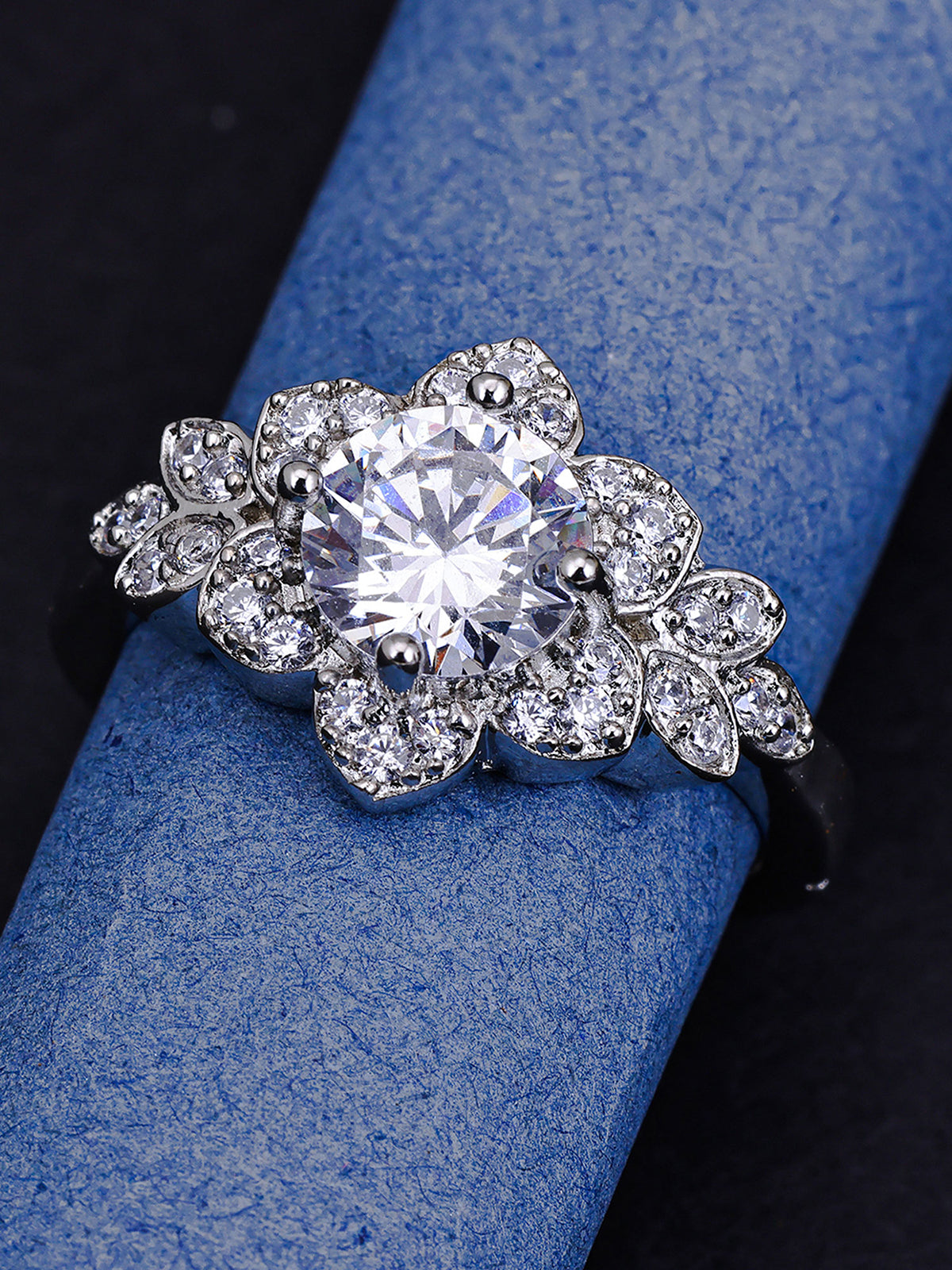 Pissara by Sukkhi Glittery 925 Sterling Silver Cubic Zirconia Finger Ring For Women And Girls|with Authenticity Certificate, 925 Stamp & 6 Months Warranty LR104664