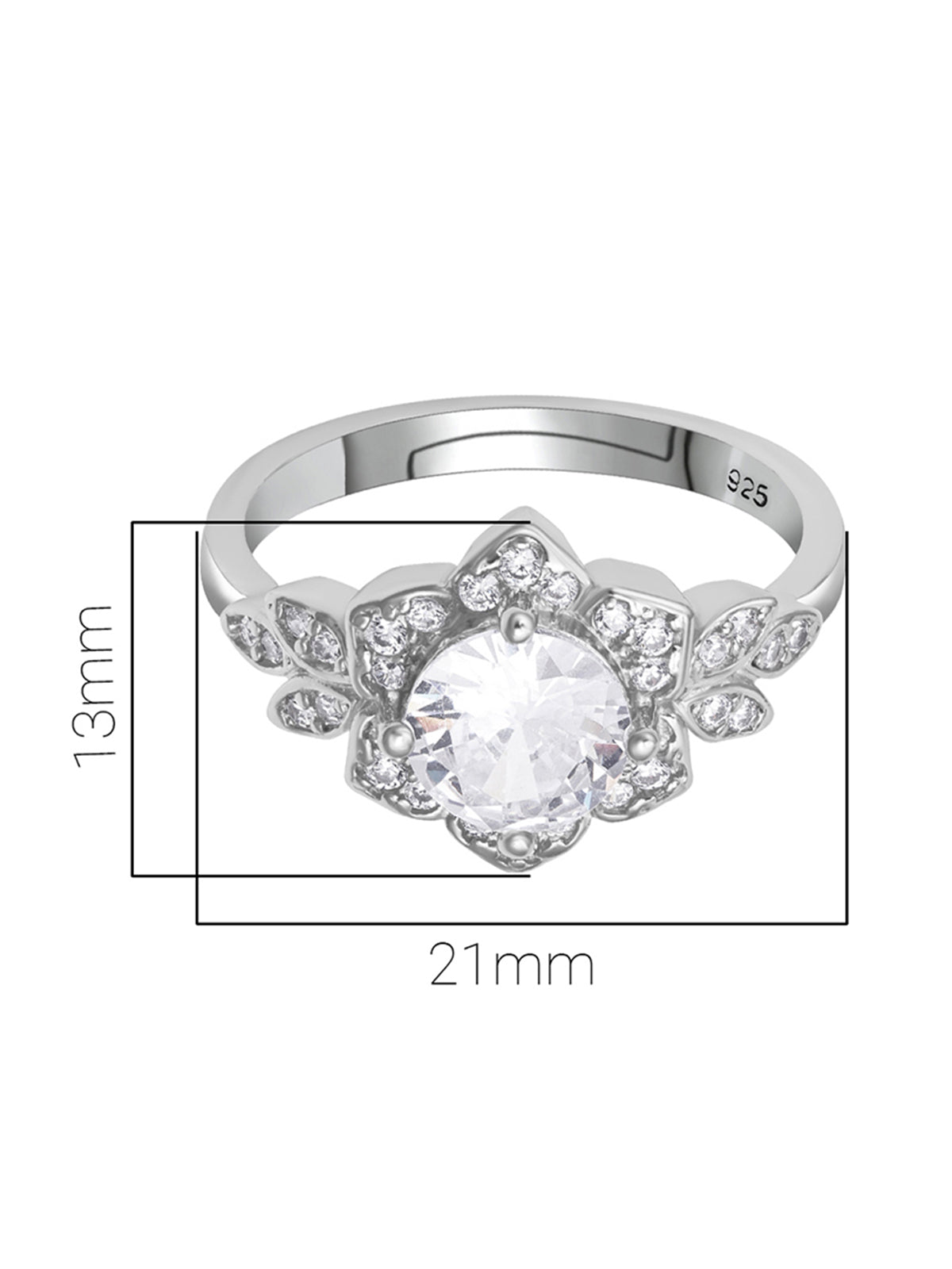 Pissara by Sukkhi Glittery 925 Sterling Silver Cubic Zirconia Finger Ring For Women And Girls|with Authenticity Certificate, 925 Stamp & 6 Months Warranty LR104664
