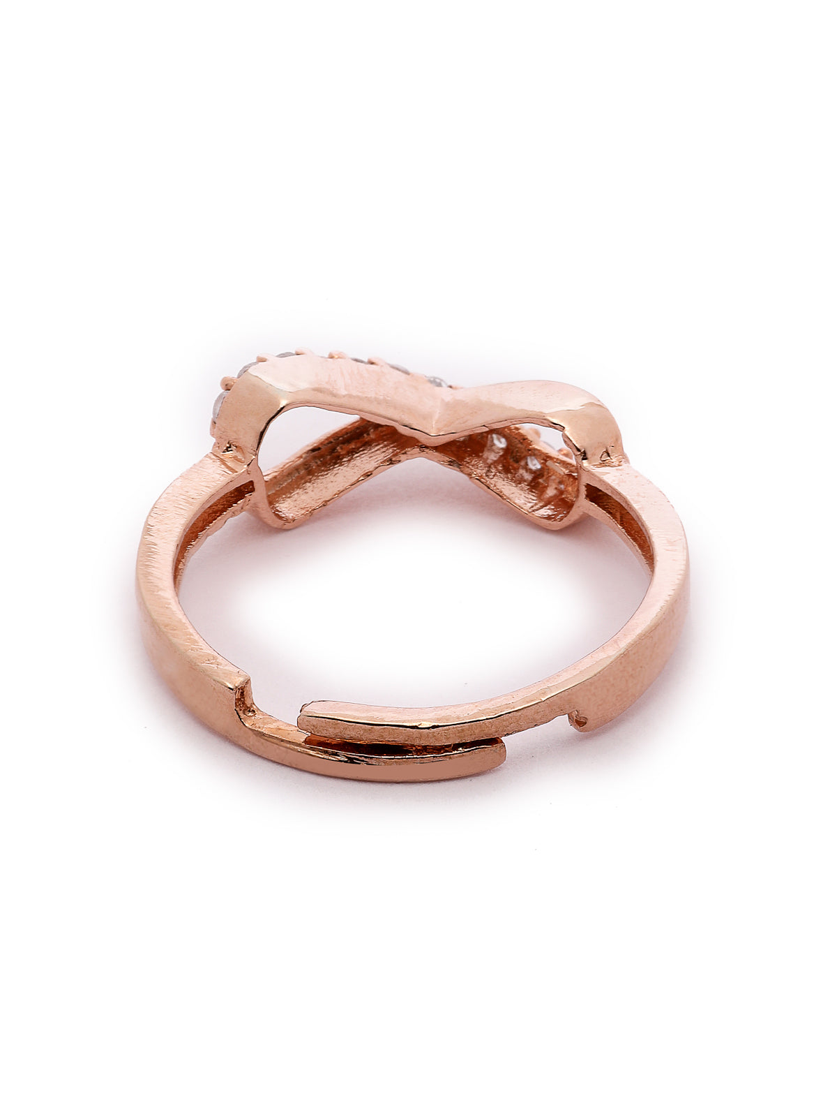 Pissara by Sukkhi Brilliant 925 Sterling Silver Bow Shaped Rose Gold Plated Cubic Zirconia Signet Ring For Women & Girls|with Authenticity Certificate, 925 Stamp & 6 Months Warranty LR105233