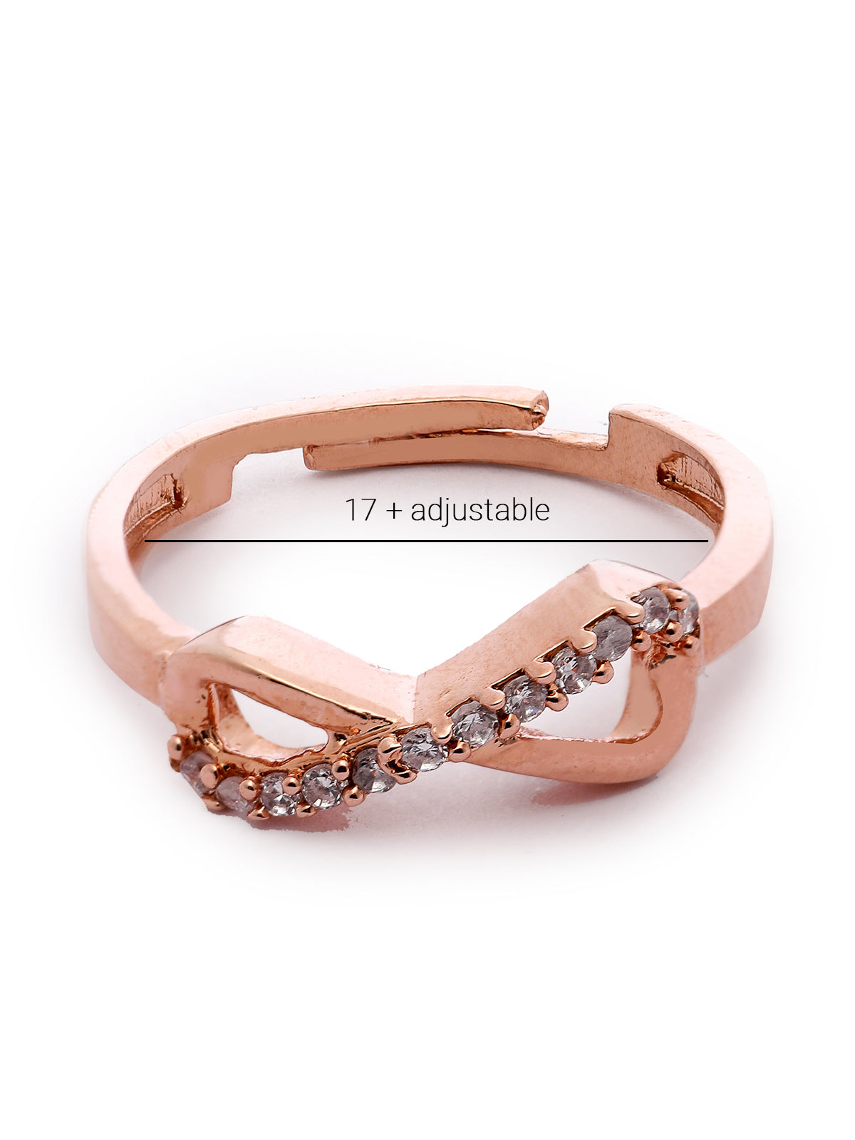 Pissara by Sukkhi Brilliant 925 Sterling Silver Bow Shaped Rose Gold Plated Cubic Zirconia Signet Ring For Women & Girls|with Authenticity Certificate, 925 Stamp & 6 Months Warranty LR105233