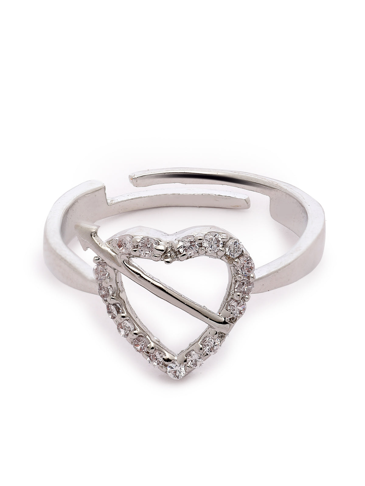 Pissara by Sukkhi Youthful 925 Sterling Silver Heart Shaped Cubic Zirconia Wedding Bands Ring For Women & Girls|with Authenticity Certificate, 925 Stamp & 6 Months Warranty LR105234