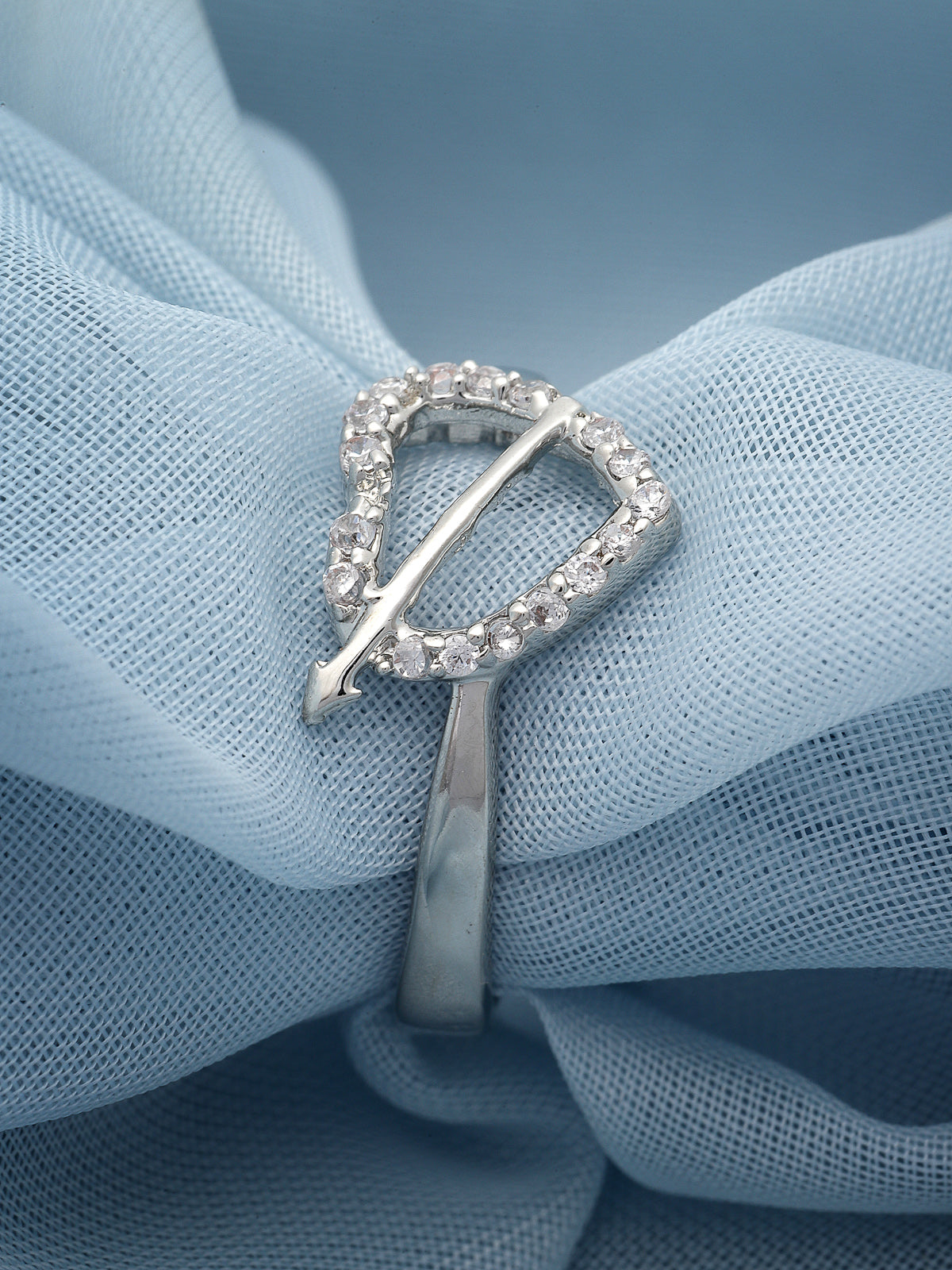 Pissara by Sukkhi Youthful 925 Sterling Silver Heart Shaped Cubic Zirconia Wedding Bands Ring For Women & Girls|with Authenticity Certificate, 925 Stamp & 6 Months Warranty LR105234