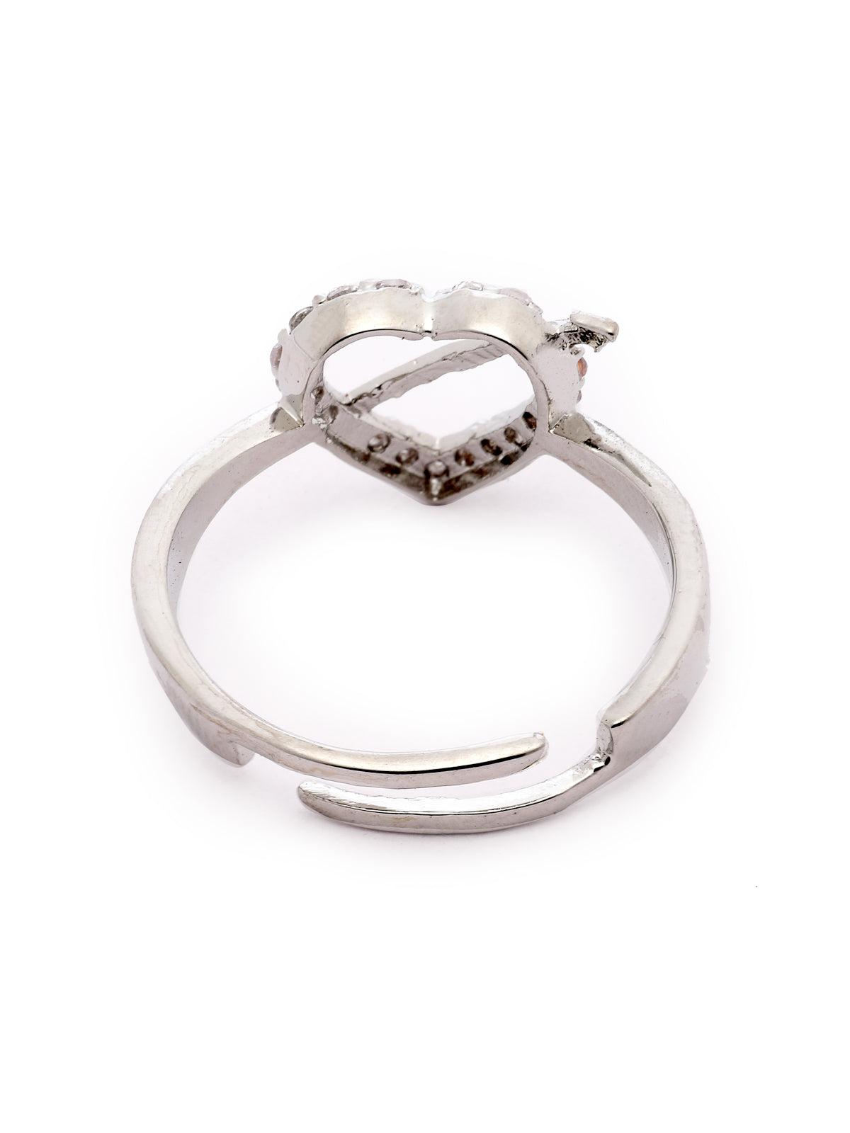 Pissara by Sukkhi Youthful 925 Sterling Silver Heart Shaped Cubic Zirconia Wedding Bands Ring For Women & Girls|with Authenticity Certificate, 925 Stamp & 6 Months Warranty LR105234