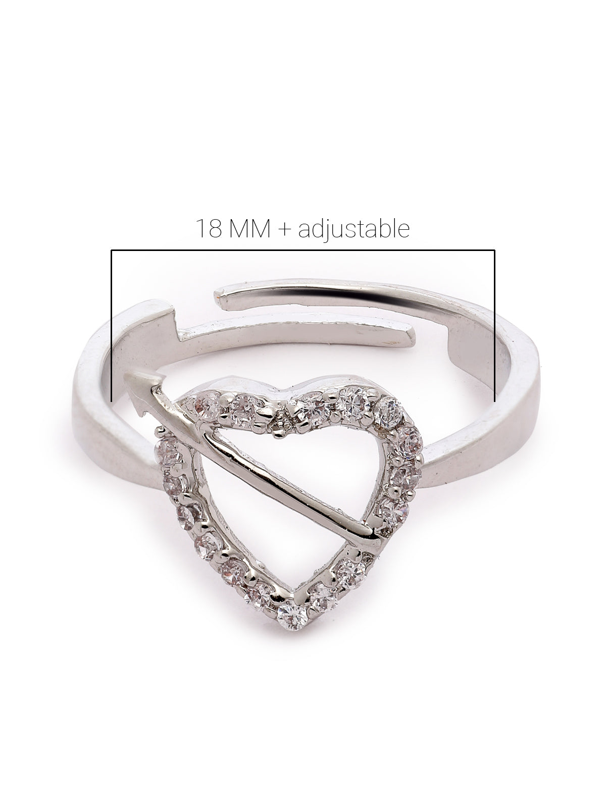 Pissara by Sukkhi Youthful 925 Sterling Silver Heart Shaped Cubic Zirconia Wedding Bands Ring For Women & Girls|with Authenticity Certificate, 925 Stamp & 6 Months Warranty LR105234