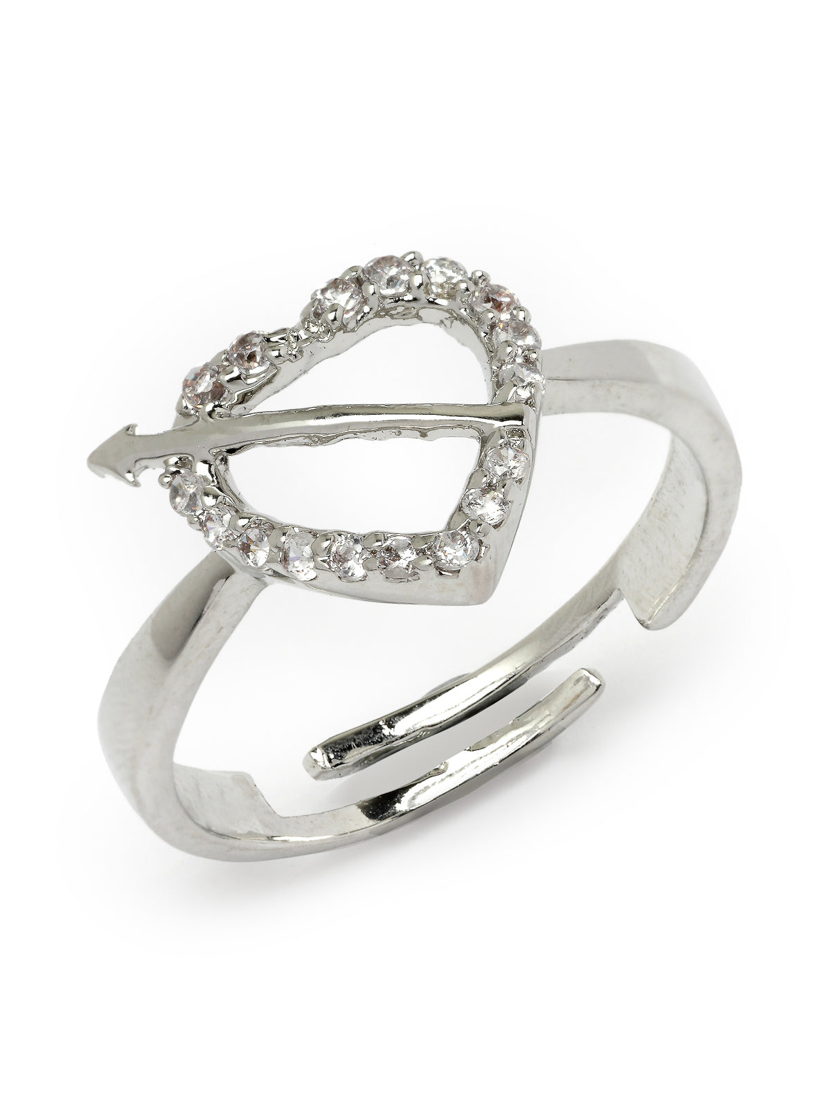 Pissara by Sukkhi Youthful 925 Sterling Silver Heart Shaped Cubic Zirconia Wedding Bands Ring For Women & Girls|with Authenticity Certificate, 925 Stamp & 6 Months Warranty LR105234