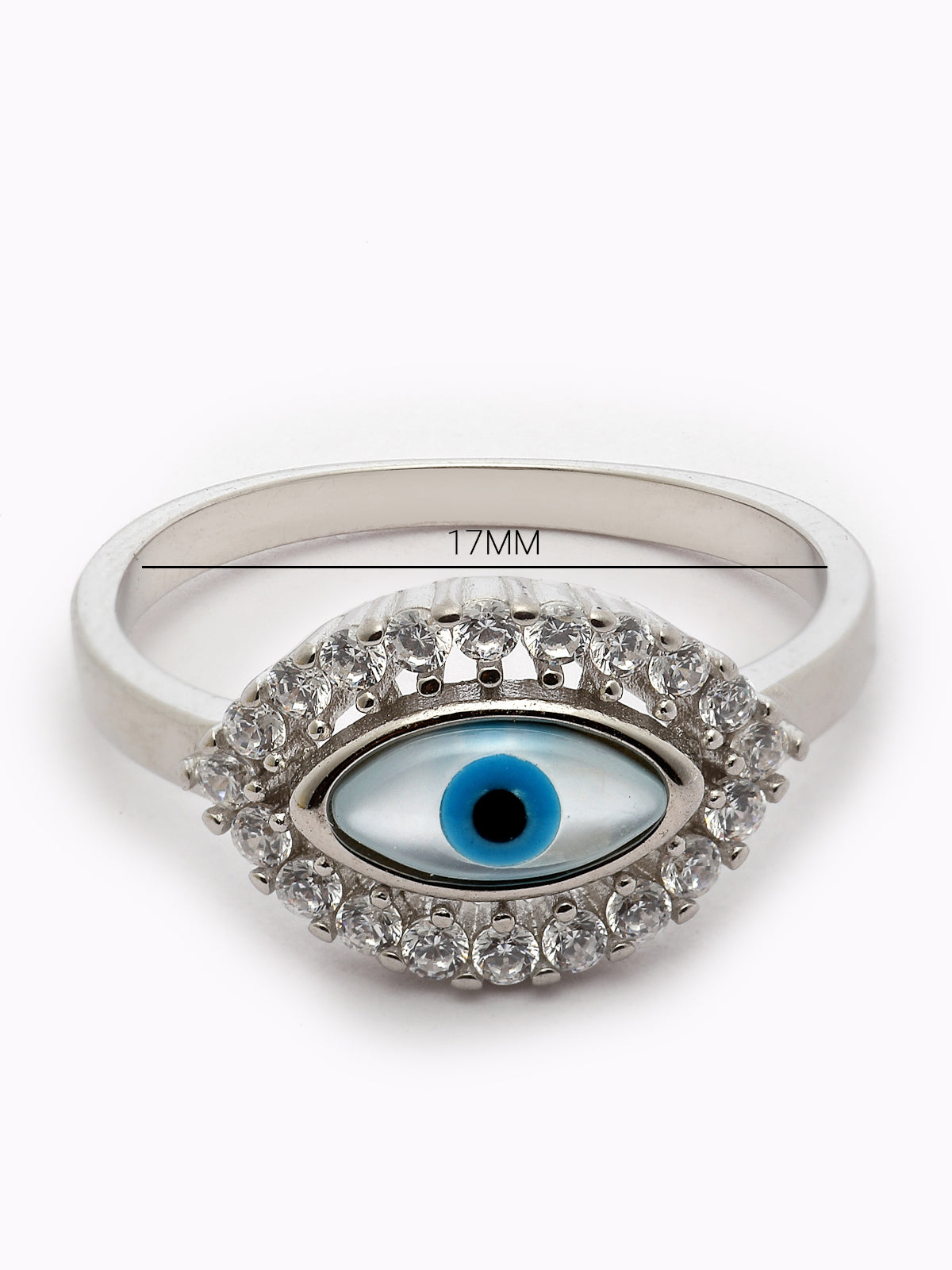 Pissara by Sukkhi Eye-Catchy 925 Sterling Silver Evil Eye Shaped Cubic Zirconia Signet Ring For Women & Girls|with Authenticity Certificate, 925 Stamp & 6 Months Warranty LR105237