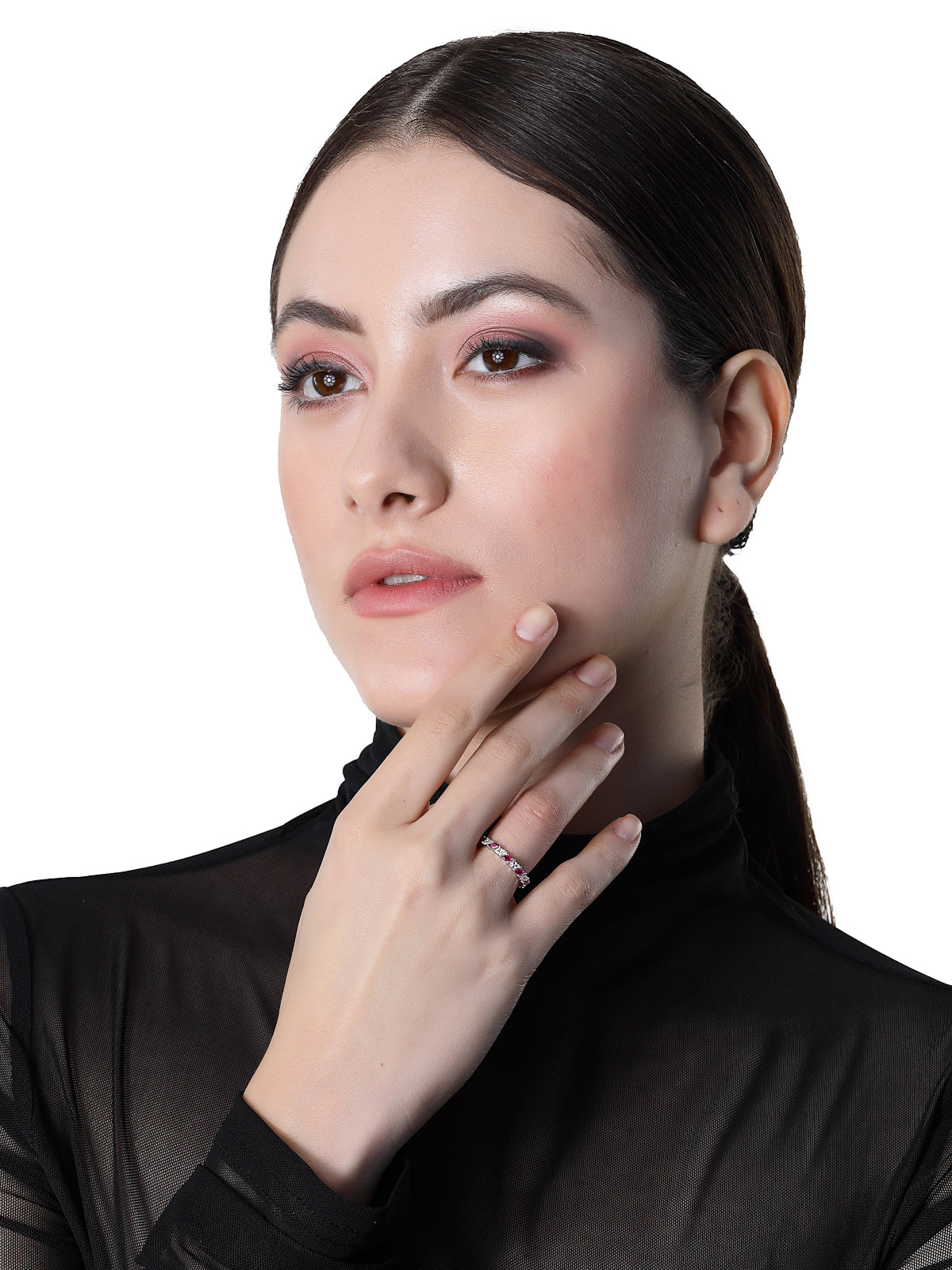 Pissara by Sukkhi Ravishing 925 Sterling Silver Marquise Shaped Cubic Zirconia Wedding Bands Ring For Women & Girls|with Authenticity Certificate, 925 Stamp & 6 Months Warranty LR105238