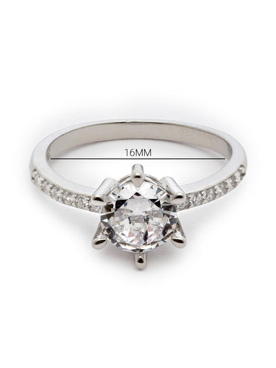 Pissara by Sukkhi Classy 925 Sterling Silver Round Shaped Cubic Zirconia Solitaire Ring Ring For Women & Girls|with Authenticity Certificate, 925 Stamp & 6 Months Warranty LR105249