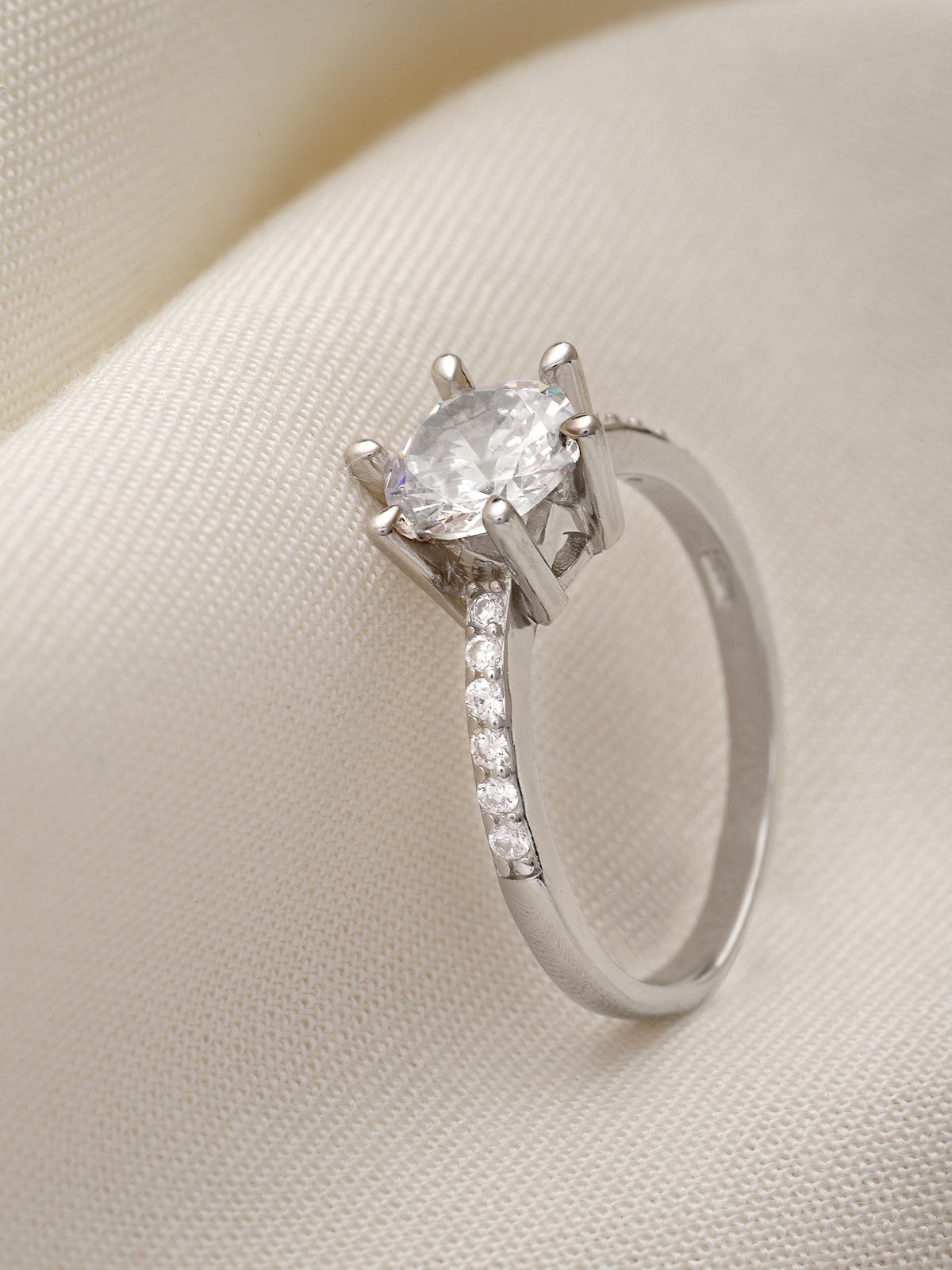 Pissara by Sukkhi Classy 925 Sterling Silver Round Shaped Cubic Zirconia Solitaire Ring Ring For Women & Girls|with Authenticity Certificate, 925 Stamp & 6 Months Warranty LR105249