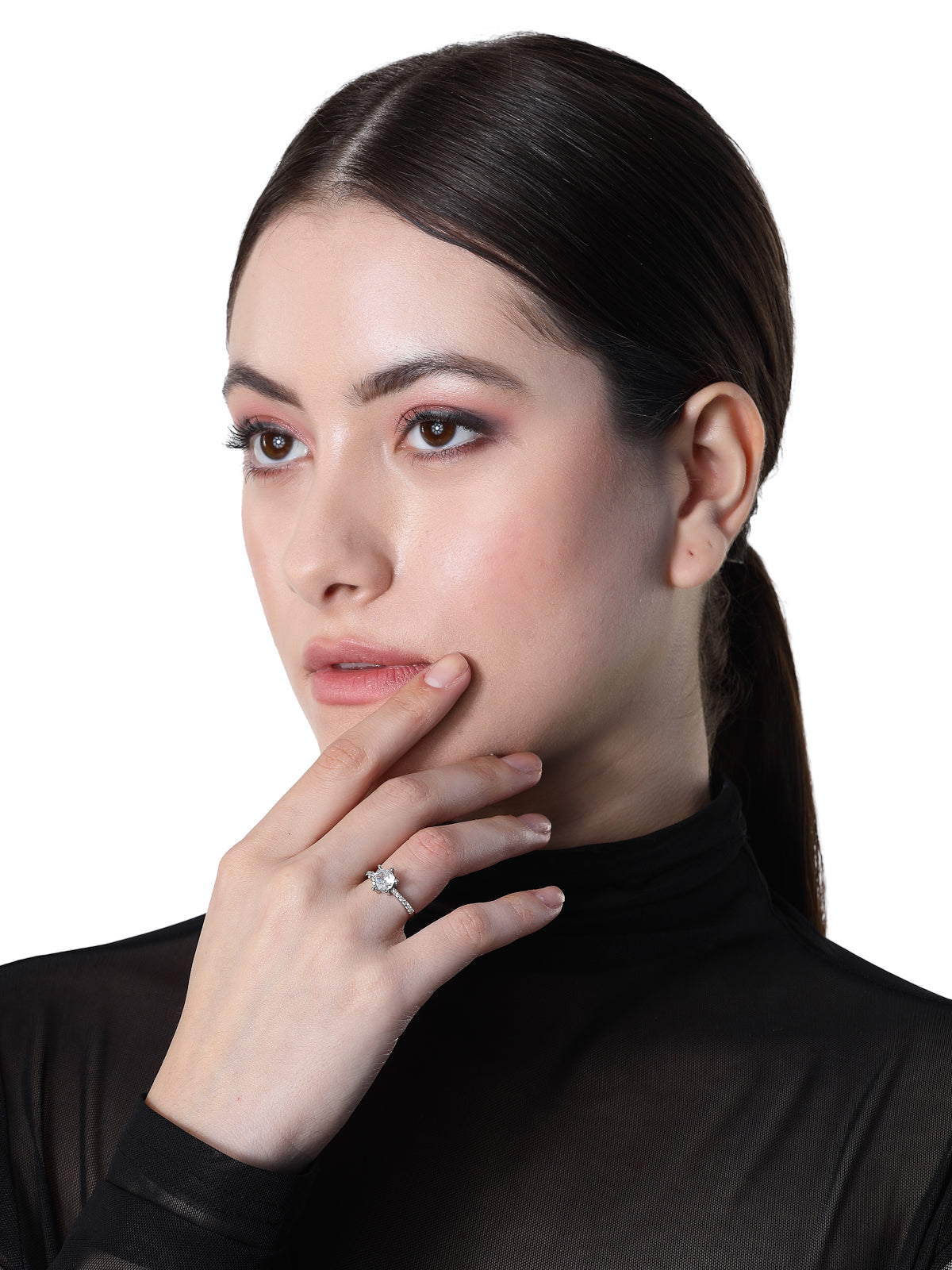 Pissara by Sukkhi Classy 925 Sterling Silver Round Shaped Cubic Zirconia Solitaire Ring Ring For Women & Girls|with Authenticity Certificate, 925 Stamp & 6 Months Warranty LR105249