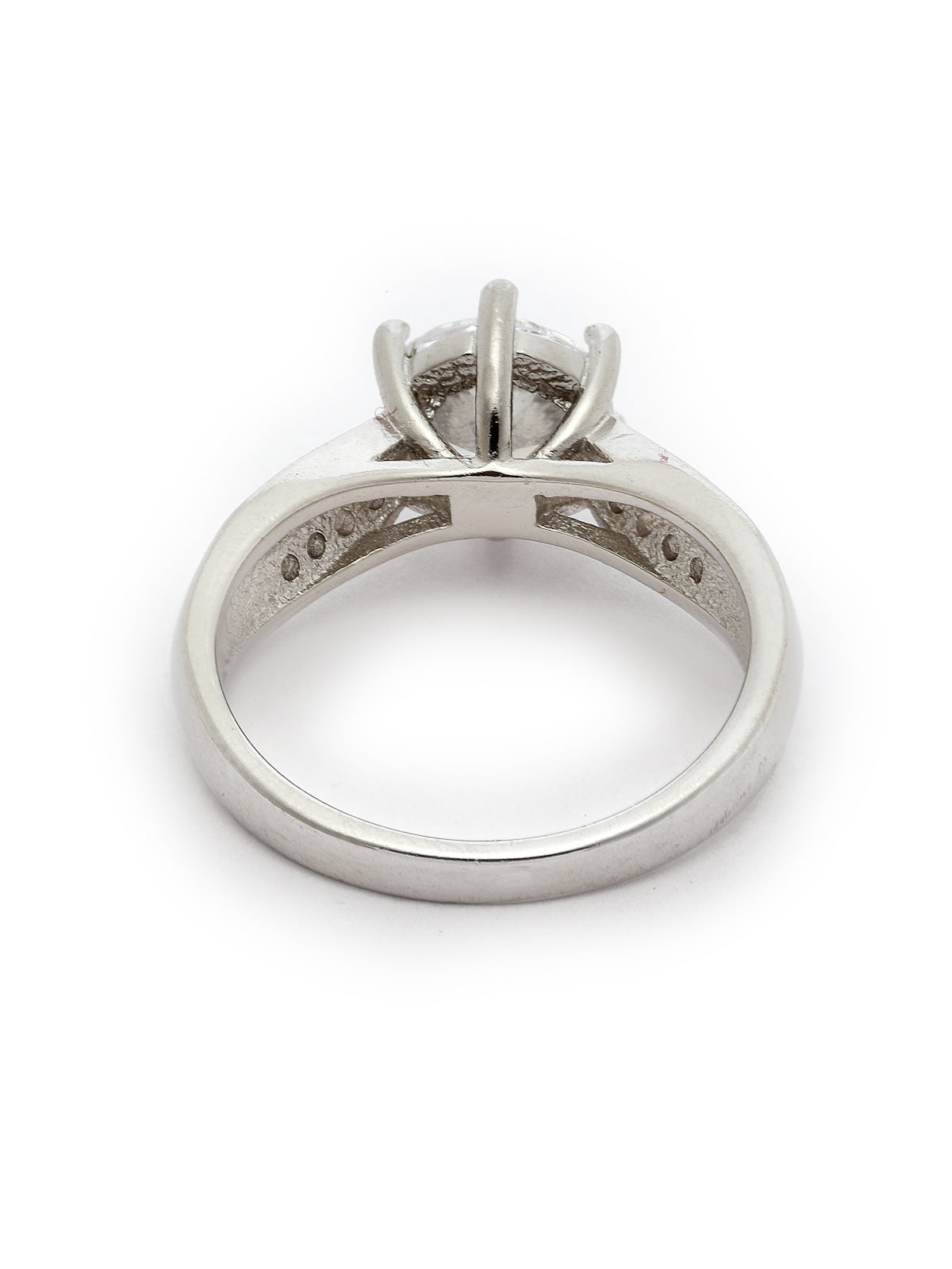 Pissara by Sukkhi Exotic 925 Sterling Silver Round Shaped Cubic Zirconia Solitaire Ring For Women & Girls|with Authenticity Certificate, 925 Stamp & 6 Months Warranty LR105250