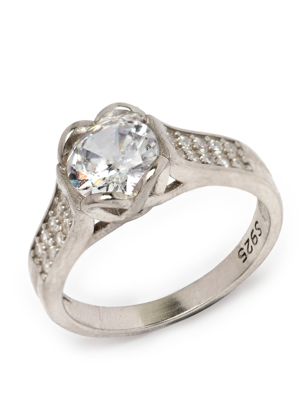 Pissara by Sukkhi Incredible 925 Sterling Silver Heart Shaped Cubic Zirconia Solitaire Ring For Women & Girls|with Authenticity Certificate, 925 Stamp & 6 Months Warranty LR105251