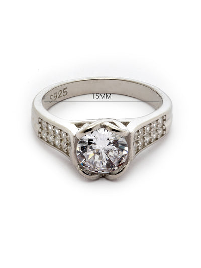 Pissara by Sukkhi Incredible 925 Sterling Silver Heart Shaped Cubic Zirconia Solitaire Ring For Women & Girls|with Authenticity Certificate, 925 Stamp & 6 Months Warranty LR105251