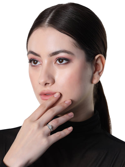 Pissara by Sukkhi Incredible 925 Sterling Silver Heart Shaped Cubic Zirconia Solitaire Ring For Women & Girls|with Authenticity Certificate, 925 Stamp & 6 Months Warranty LR105251