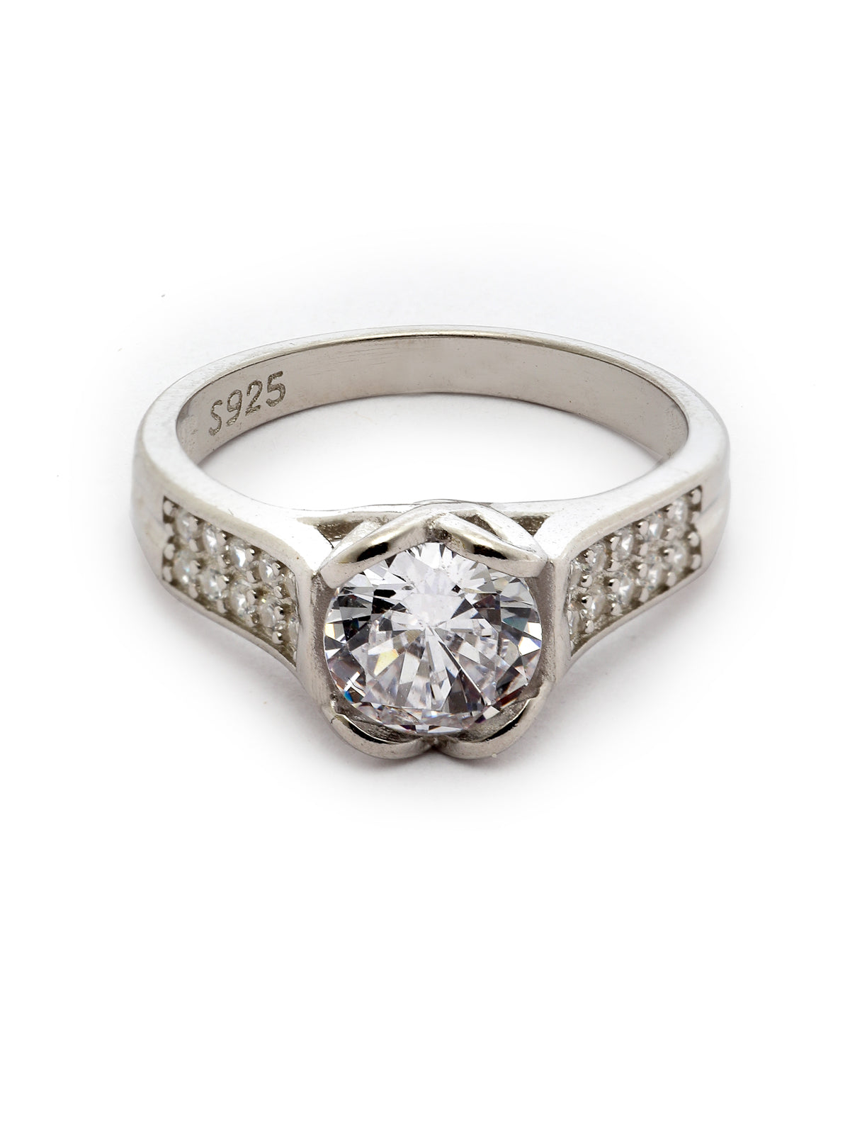 Pissara by Sukkhi Incredible 925 Sterling Silver Heart Shaped Cubic Zirconia Solitaire Ring For Women & Girls|with Authenticity Certificate, 925 Stamp & 6 Months Warranty LR105251