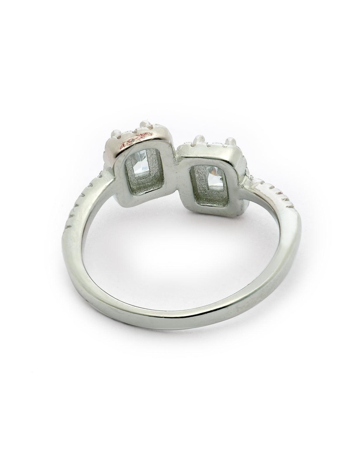 Pissara by Sukkhi Fascinating 925 Sterling Silver Square Shaped Cubic Zirconia Solitaire Ring For Women & Girls|with Authenticity Certificate, 925 Stamp & 6 Months Warranty LR105252