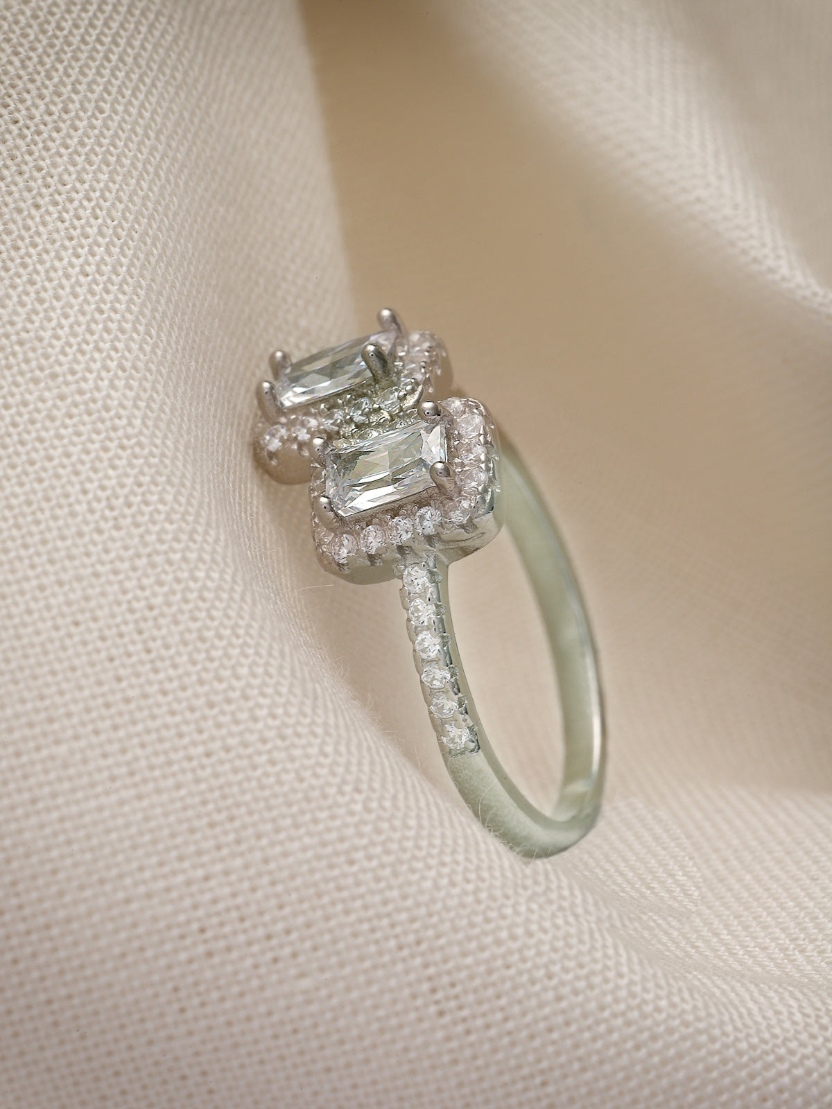 Pissara by Sukkhi Fascinating 925 Sterling Silver Square Shaped Cubic Zirconia Solitaire Ring For Women & Girls|with Authenticity Certificate, 925 Stamp & 6 Months Warranty LR105252