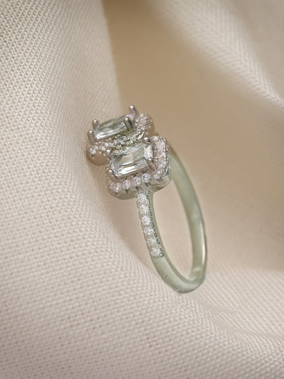 Pissara by Sukkhi Fascinating 925 Sterling Silver Square Shaped Cubic Zirconia Solitaire Ring For Women & Girls|with Authenticity Certificate, 925 Stamp & 6 Months Warranty LR105252