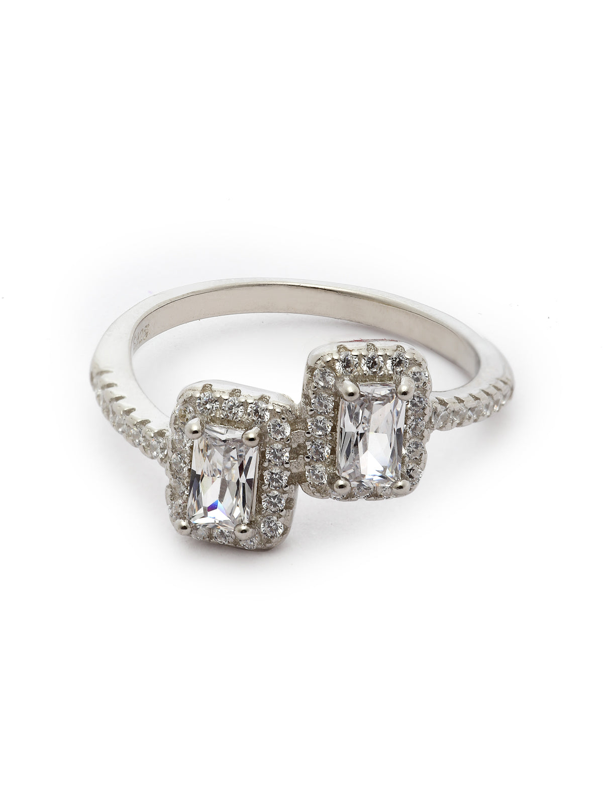 Pissara by Sukkhi Fascinating 925 Sterling Silver Square Shaped Cubic Zirconia Solitaire Ring For Women & Girls|with Authenticity Certificate, 925 Stamp & 6 Months Warranty LR105252