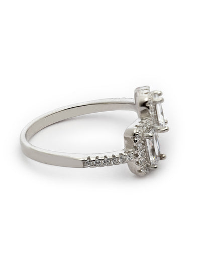 Pissara by Sukkhi Fascinating 925 Sterling Silver Square Shaped Cubic Zirconia Solitaire Ring For Women & Girls|with Authenticity Certificate, 925 Stamp & 6 Months Warranty LR105252