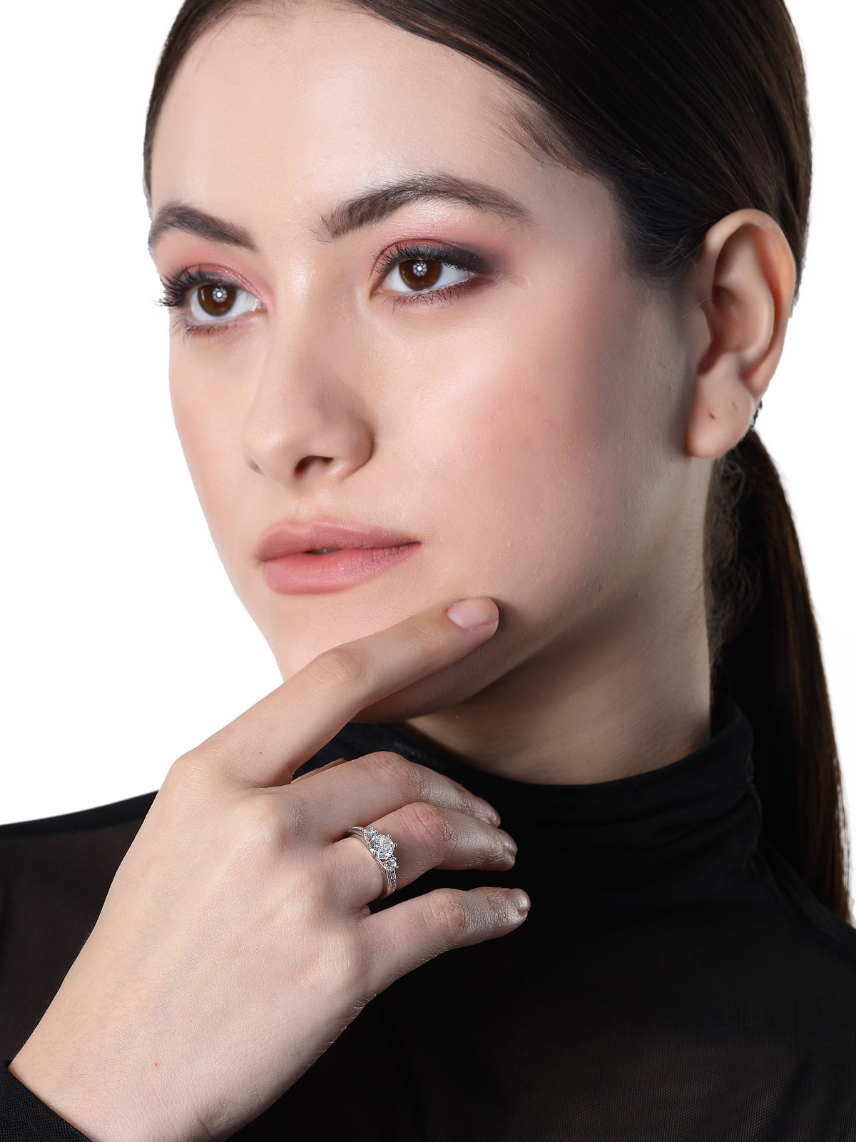 Pissara by Sukkhi Ravishing 925 Sterling Silver Round Shaped Cubic Zirconia Solitaire Ring For Women & Girls|with Authenticity Certificate, 925 Stamp & 6 Months Warranty LR105255