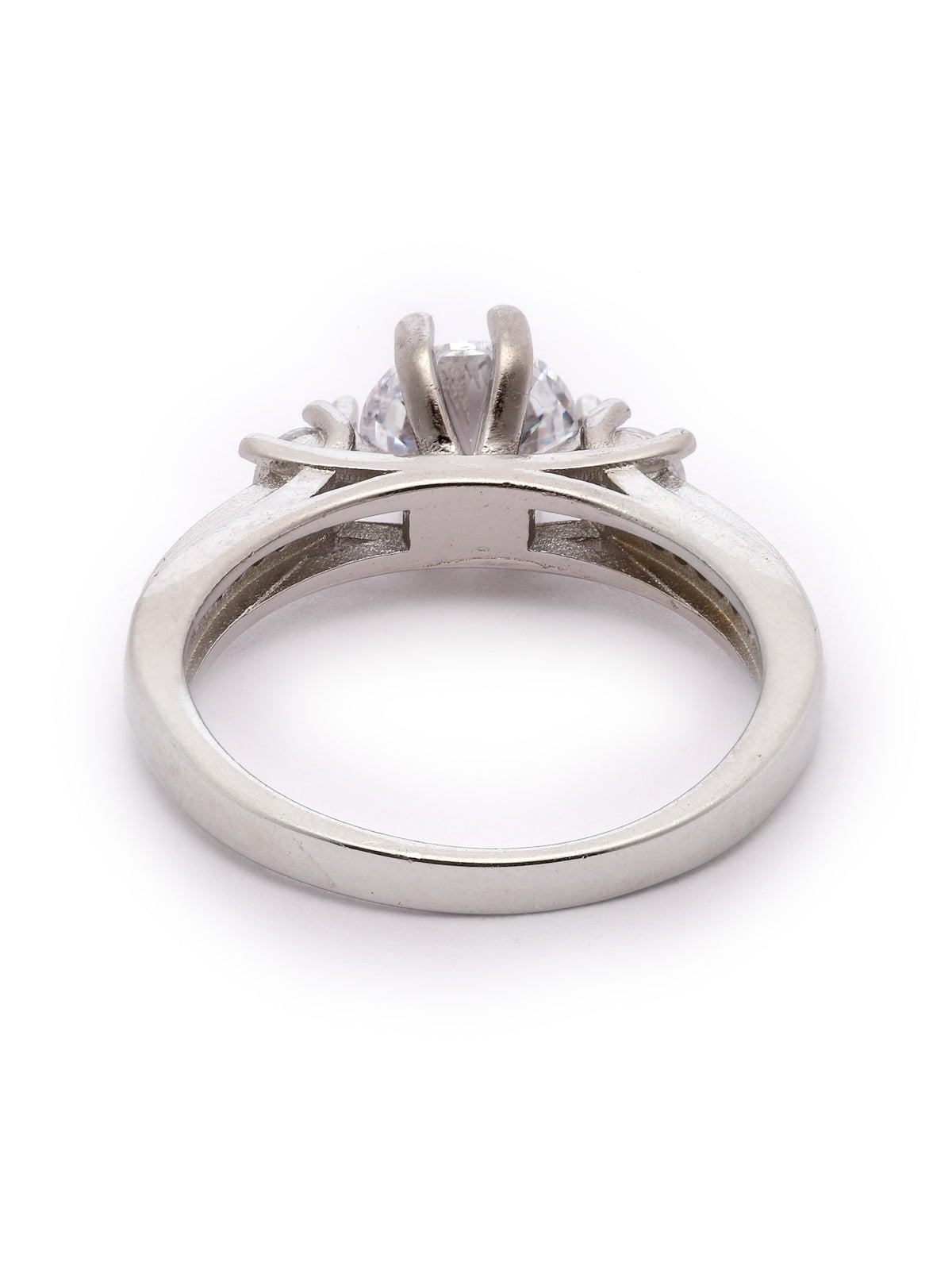 Pissara by Sukkhi Ravishing 925 Sterling Silver Round Shaped Cubic Zirconia Solitaire Ring For Women & Girls|with Authenticity Certificate, 925 Stamp & 6 Months Warranty LR105255