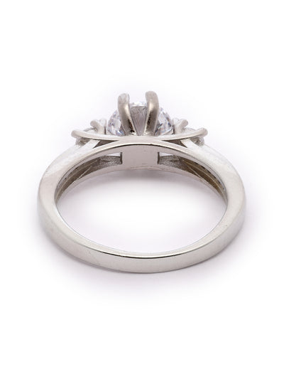 Pissara by Sukkhi Ravishing 925 Sterling Silver Round Shaped Cubic Zirconia Solitaire Ring For Women & Girls|with Authenticity Certificate, 925 Stamp & 6 Months Warranty LR105255