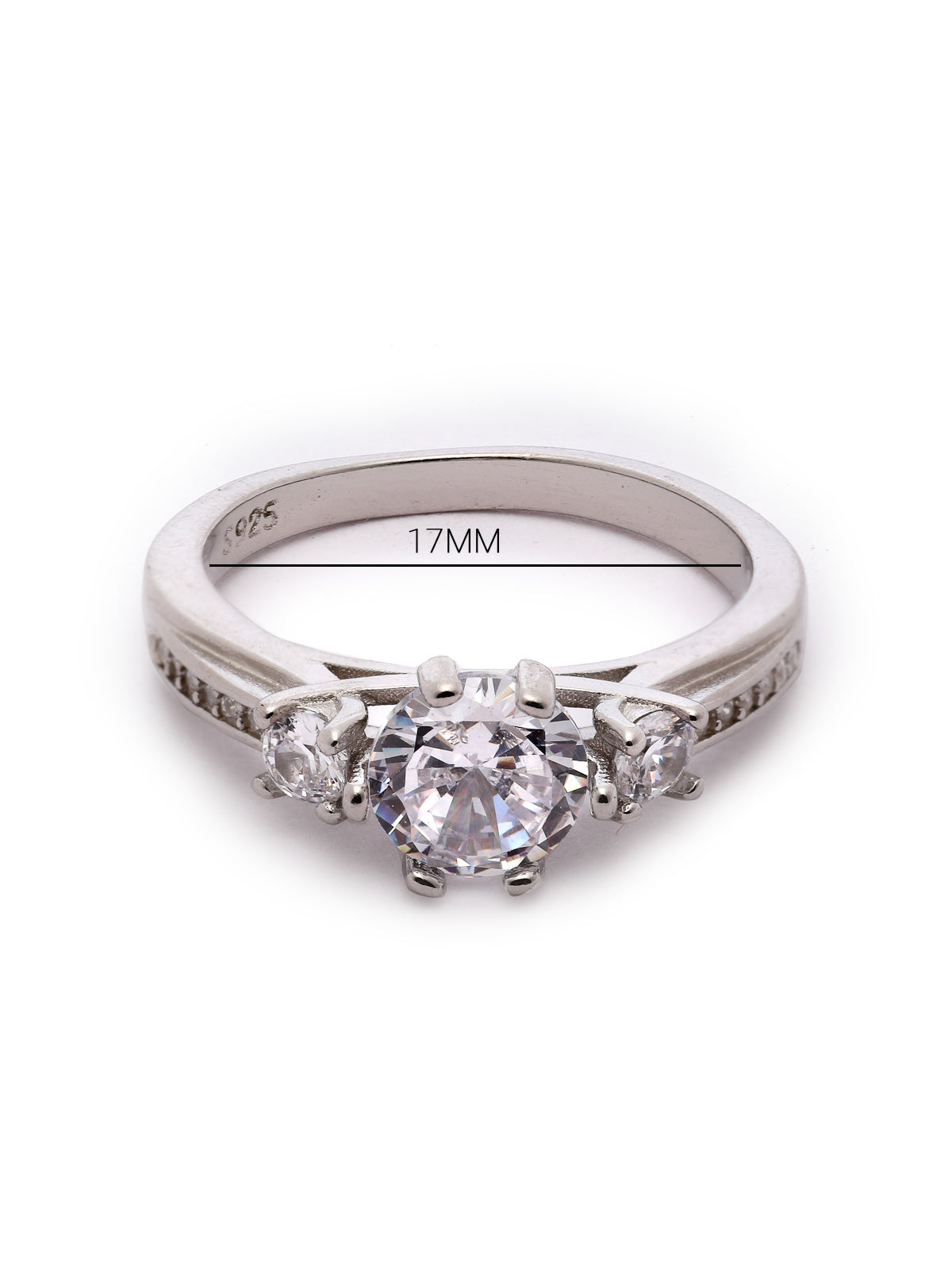 Pissara by Sukkhi Ravishing 925 Sterling Silver Round Shaped Cubic Zirconia Solitaire Ring For Women & Girls|with Authenticity Certificate, 925 Stamp & 6 Months Warranty LR105255