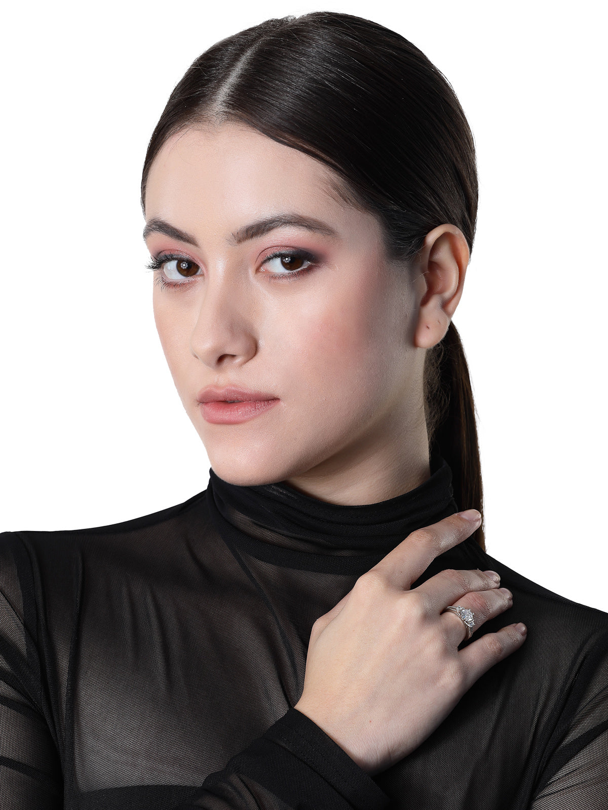 Pissara by Sukkhi Ravishing 925 Sterling Silver Round Shaped Cubic Zirconia Solitaire Ring For Women & Girls|with Authenticity Certificate, 925 Stamp & 6 Months Warranty LR105255