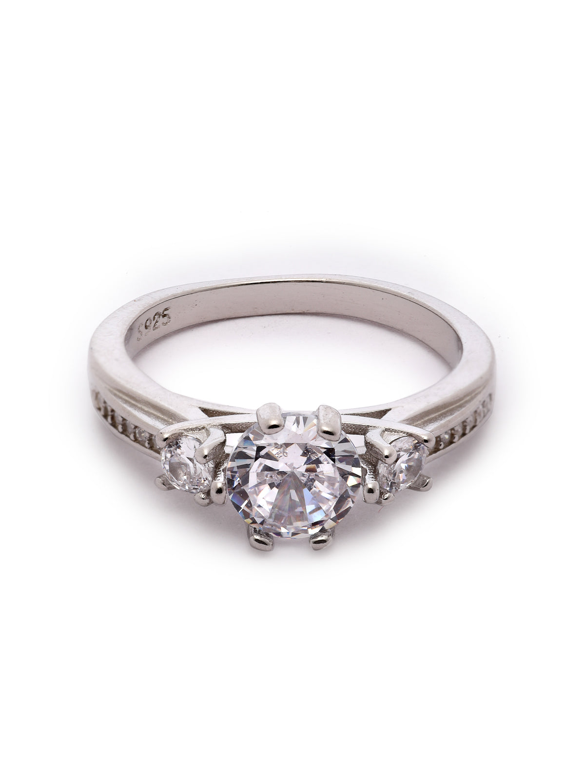 Pissara by Sukkhi Ravishing 925 Sterling Silver Round Shaped Cubic Zirconia Solitaire Ring For Women & Girls|with Authenticity Certificate, 925 Stamp & 6 Months Warranty LR105255