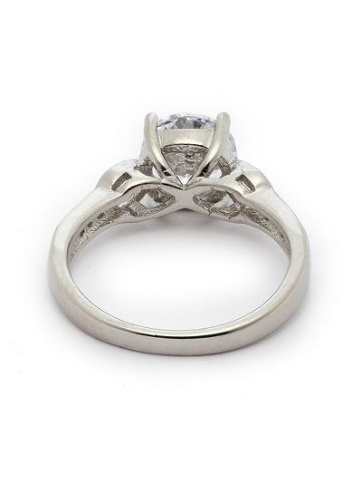 Pissara by Sukkhi Lavish 925 Sterling Silver Round Shaped Cubic Zirconia Solitaire Ring For Women & Girls|with Authenticity Certificate, 925 Stamp & 6 Months Warranty LR105256