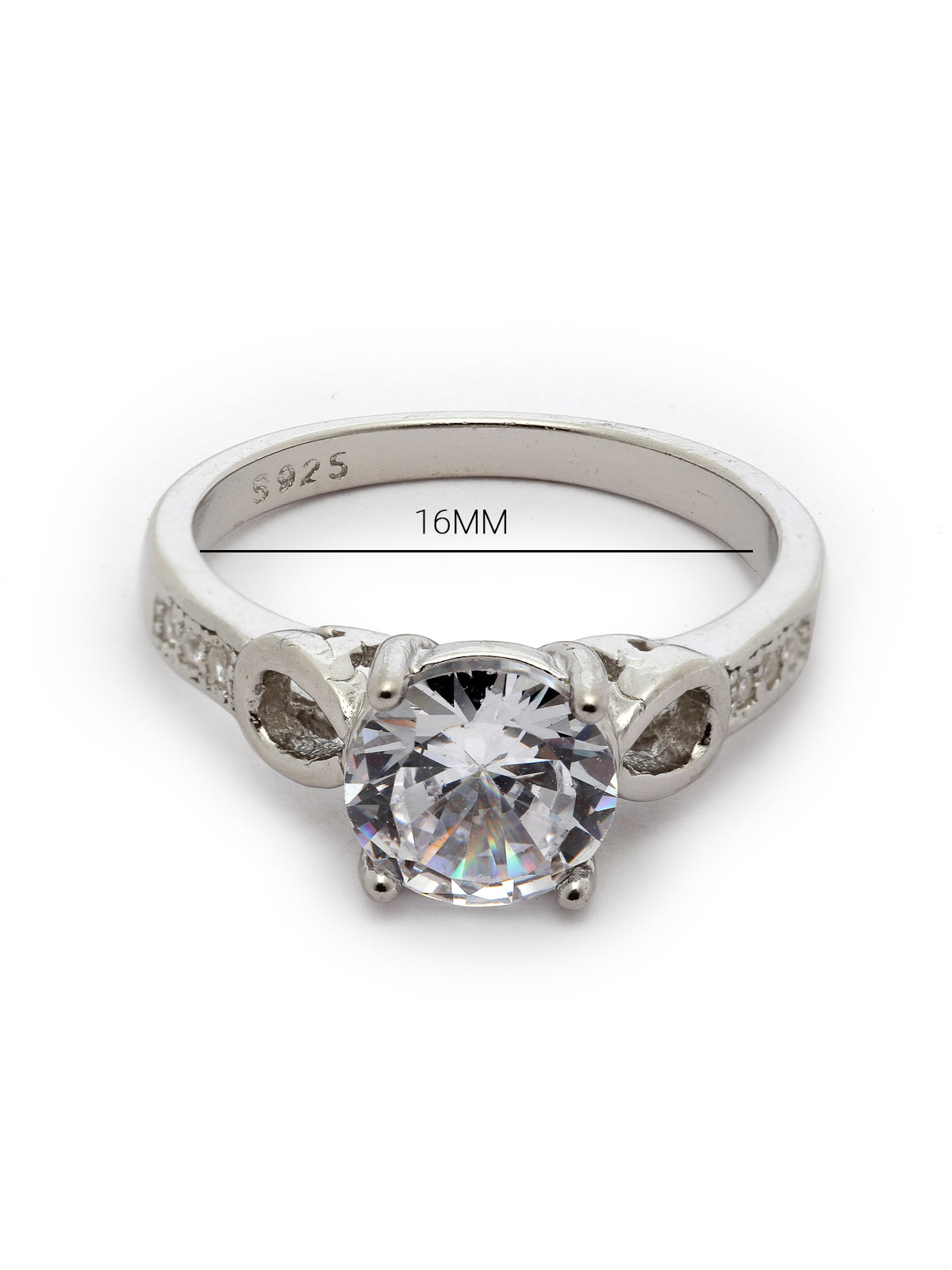 Pissara by Sukkhi Lavish 925 Sterling Silver Round Shaped Cubic Zirconia Solitaire Ring For Women & Girls|with Authenticity Certificate, 925 Stamp & 6 Months Warranty LR105256