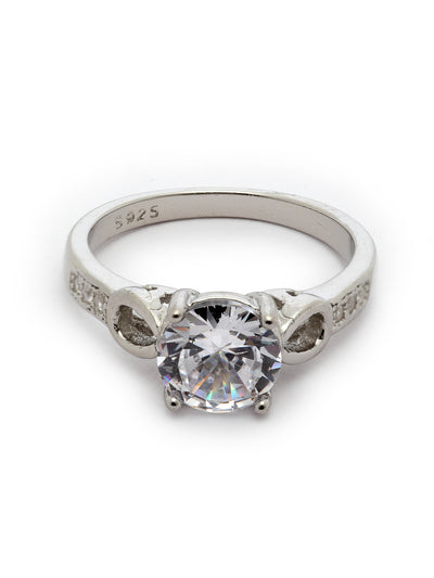 Pissara by Sukkhi Lavish 925 Sterling Silver Round Shaped Cubic Zirconia Solitaire Ring For Women & Girls|with Authenticity Certificate, 925 Stamp & 6 Months Warranty LR105256