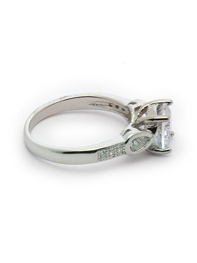 Pissara by Sukkhi Lavish 925 Sterling Silver Round Shaped Cubic Zirconia Solitaire Ring For Women & Girls|with Authenticity Certificate, 925 Stamp & 6 Months Warranty LR105256