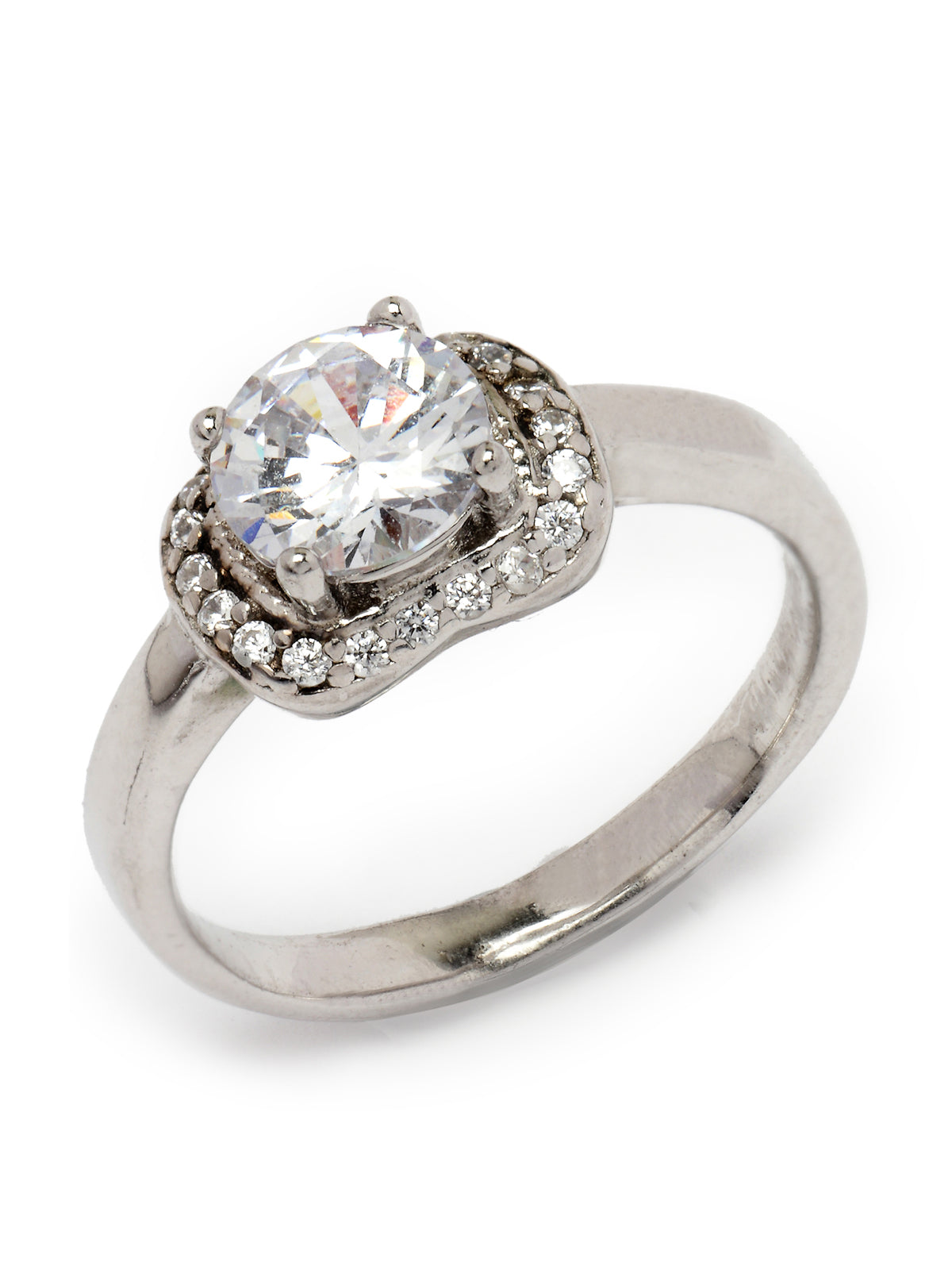 Pissara by Sukkhi Resplendent 925 Sterling Silver  Cubic Zirconia Solitaire Ring For Women & Girls|with Authenticity Certificate, 925 Stamp & 6 Months Warranty LR105257