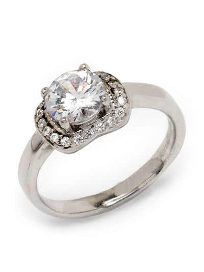 Pissara by Sukkhi Resplendent 925 Sterling Silver  Cubic Zirconia Solitaire Ring For Women & Girls|with Authenticity Certificate, 925 Stamp & 6 Months Warranty LR105257