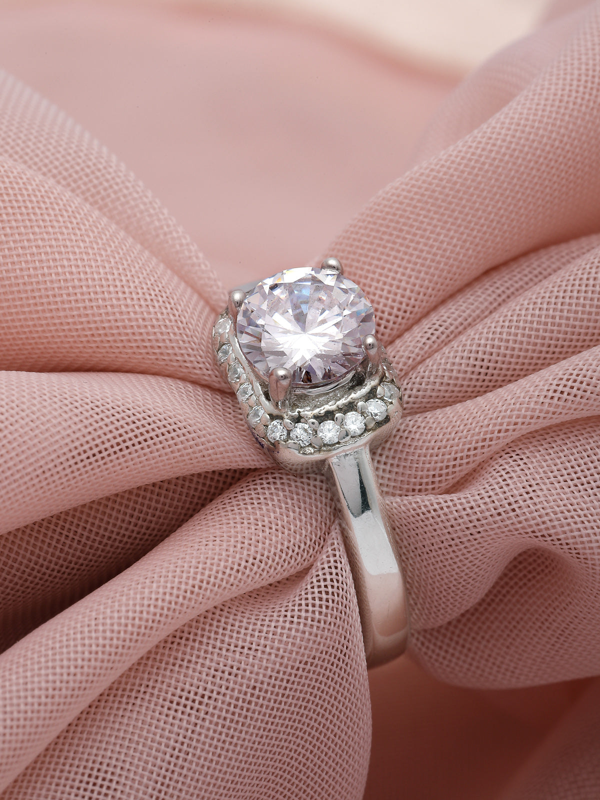 Pissara by Sukkhi Resplendent 925 Sterling Silver  Cubic Zirconia Solitaire Ring For Women & Girls|with Authenticity Certificate, 925 Stamp & 6 Months Warranty LR105257