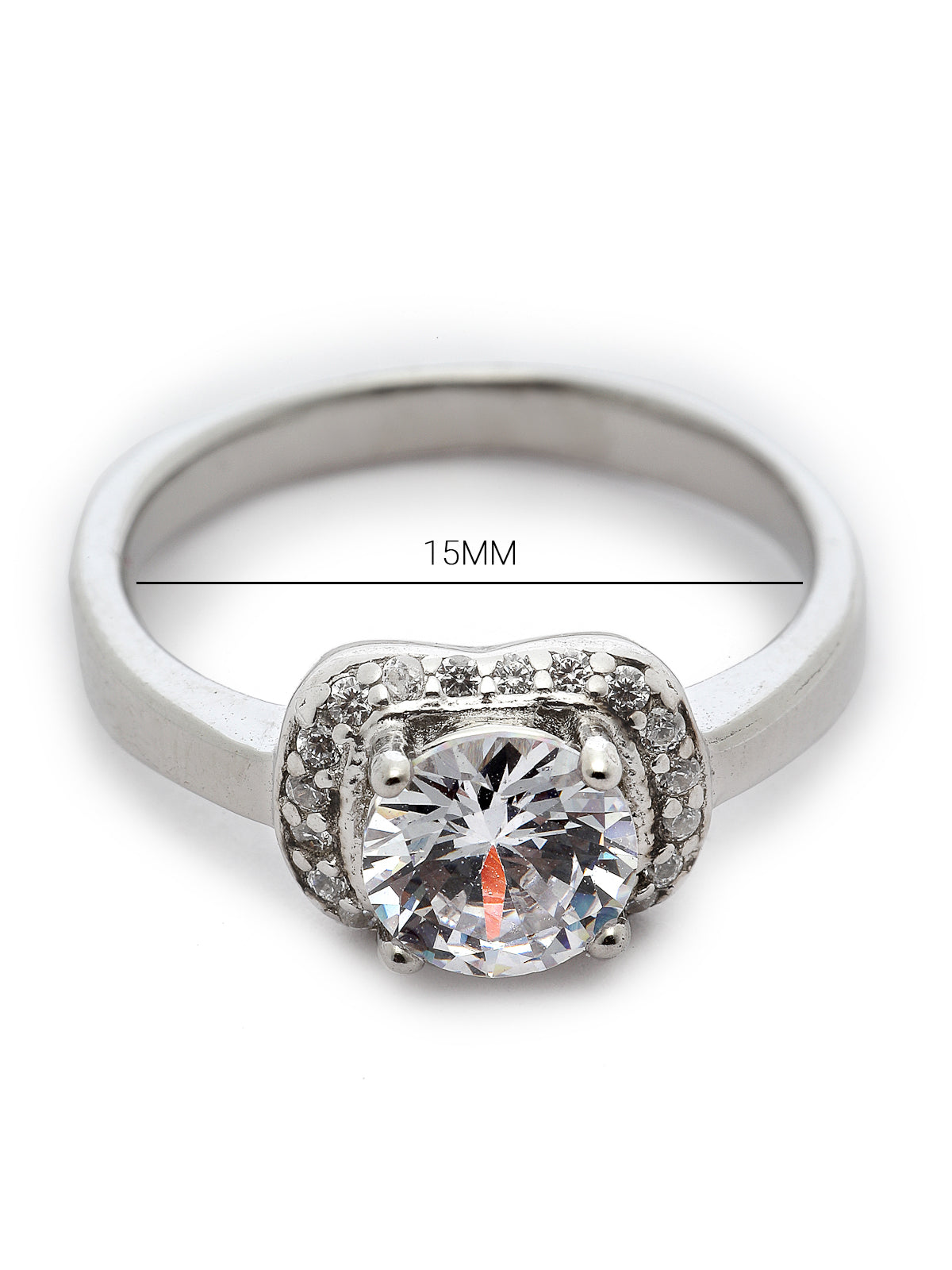 Pissara by Sukkhi Resplendent 925 Sterling Silver  Cubic Zirconia Solitaire Ring For Women & Girls|with Authenticity Certificate, 925 Stamp & 6 Months Warranty LR105257