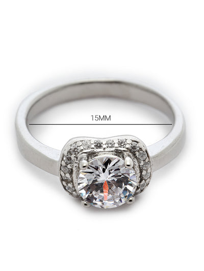 Pissara by Sukkhi Resplendent 925 Sterling Silver  Cubic Zirconia Solitaire Ring For Women & Girls|with Authenticity Certificate, 925 Stamp & 6 Months Warranty LR105257