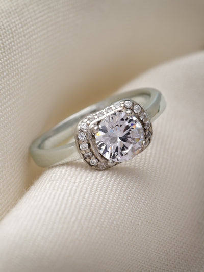 Pissara by Sukkhi Resplendent 925 Sterling Silver  Cubic Zirconia Solitaire Ring For Women & Girls|with Authenticity Certificate, 925 Stamp & 6 Months Warranty LR105257