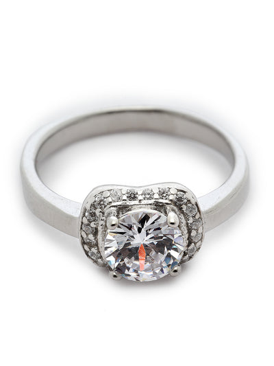 Pissara by Sukkhi Resplendent 925 Sterling Silver  Cubic Zirconia Solitaire Ring For Women & Girls|with Authenticity Certificate, 925 Stamp & 6 Months Warranty LR105257