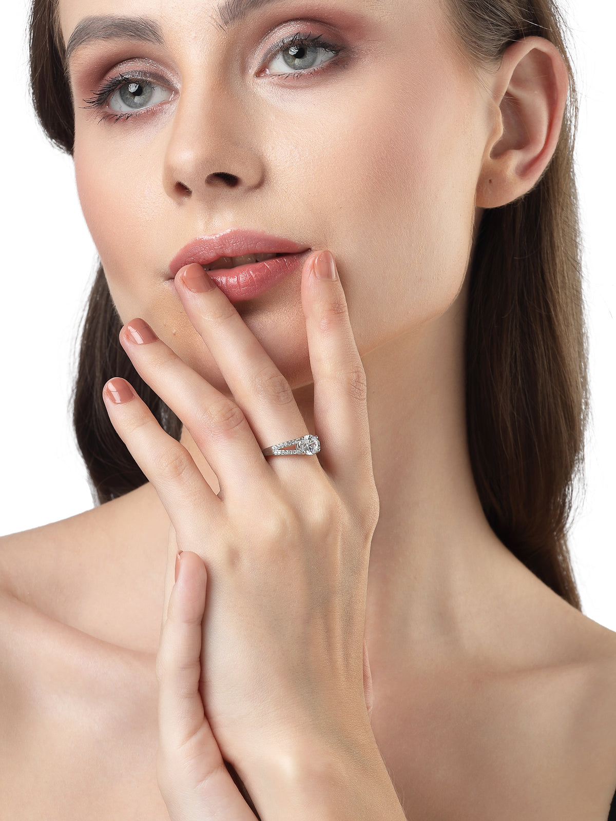 Scintillare by Sukkhi Ravishing Classic Solitaire Rhodium Plated With American Diamonds Studded Silver Finger Ring for Women & Girls | Valentine Day Gifts Collection|LR106568