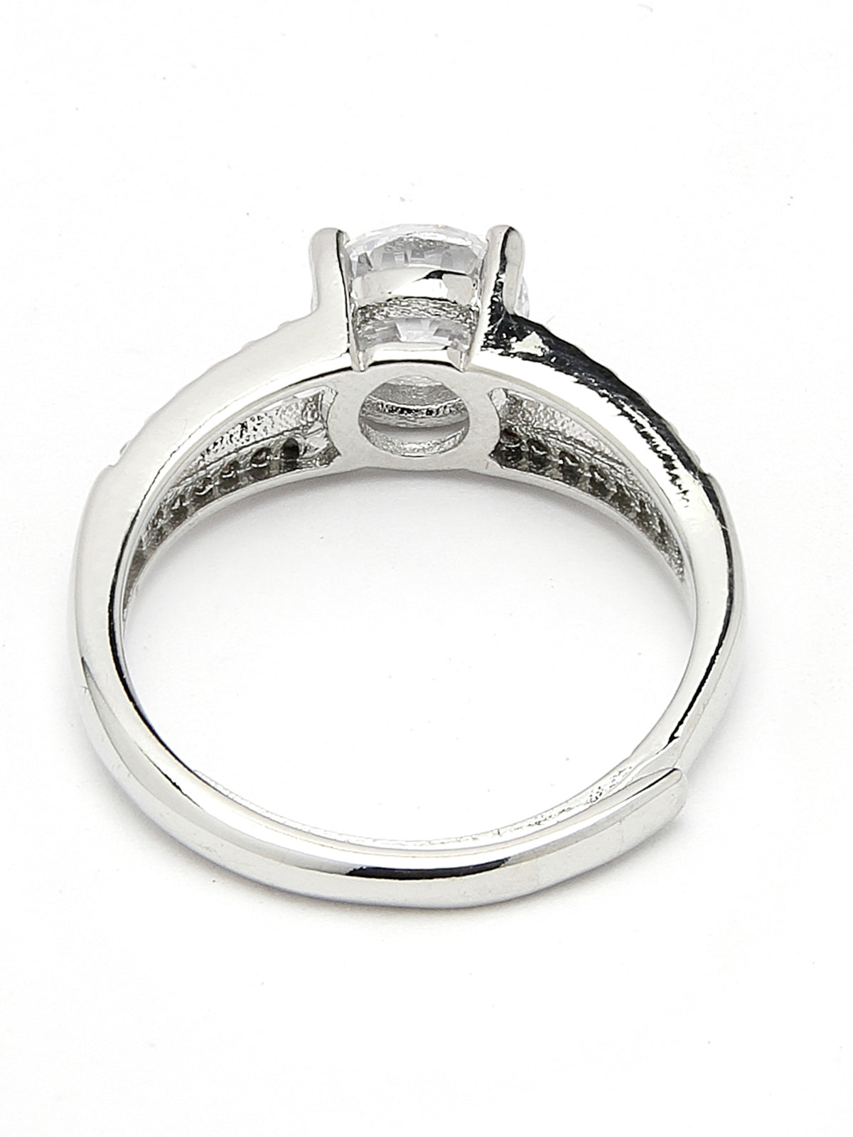 Scintillare by Sukkhi Love Inspired Rhodium Plated Silver Solitaire Heart Shaped American Diamonds Finger Ring for Women & Girls | Valentine Day Gifts Collection|LR106571