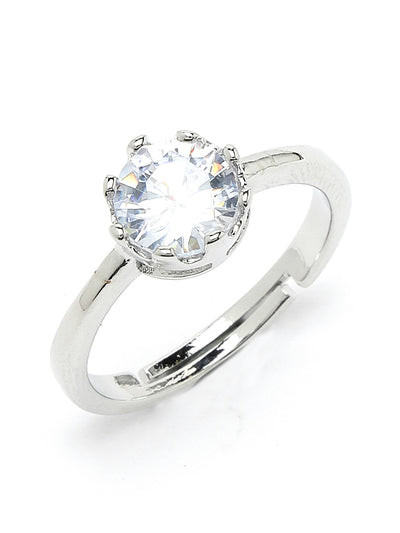 Scintillare by Sukkhi Love Inspired Rhodium Plated Silver Solitaire Heart Shaped American Diamonds Finger Ring for Women & Girls | Valentine Day Gifts Collection|LR106571