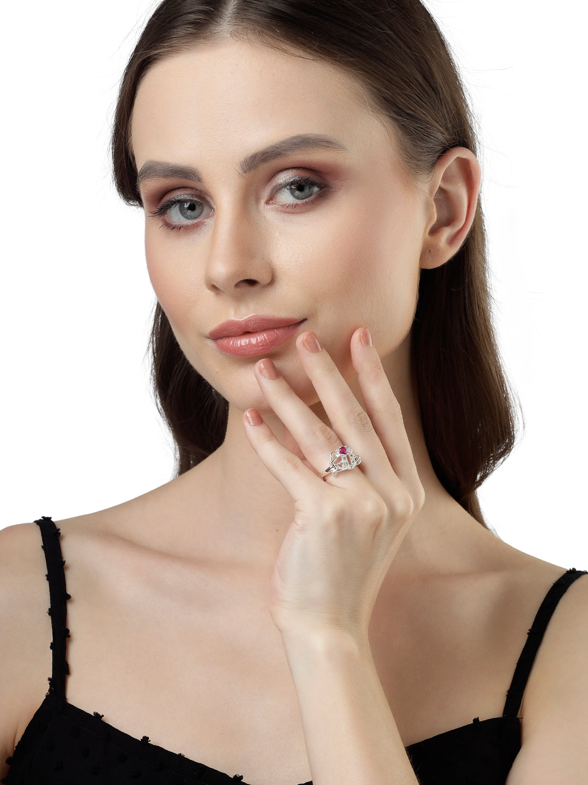 Scintillare by Sukkhi Decorative Rose Gold Plated Crystals Stones Studded Adjustable Finger Rings for Women & Girls | Valentine Gifts Collection|LR106712