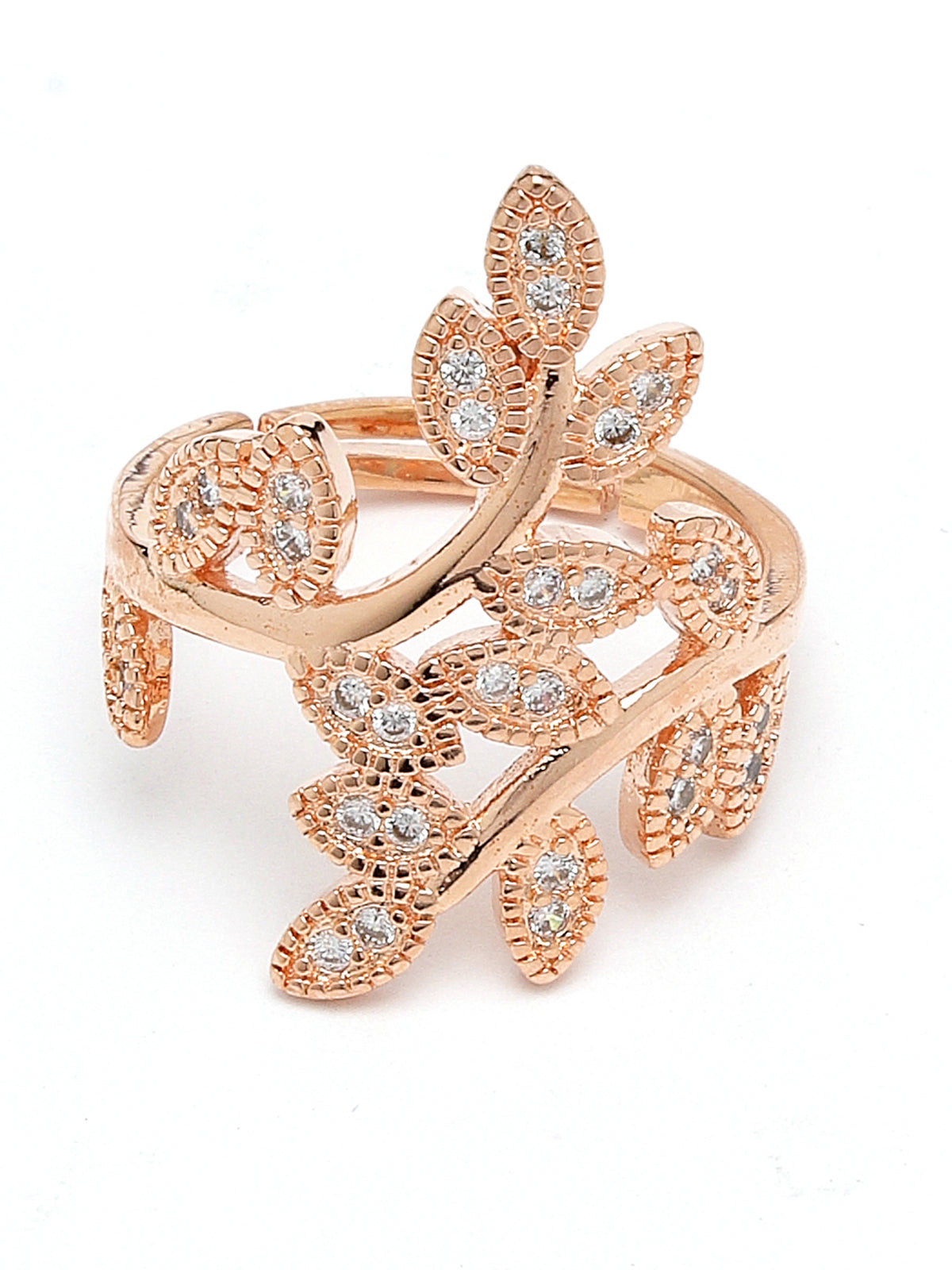 Scintillare by Sukkhi Decorative Rose Gold Plated Crystals Stones Studded Adjustable Finger Rings for Women & Girls | Valentine Gifts Collection|LR106712