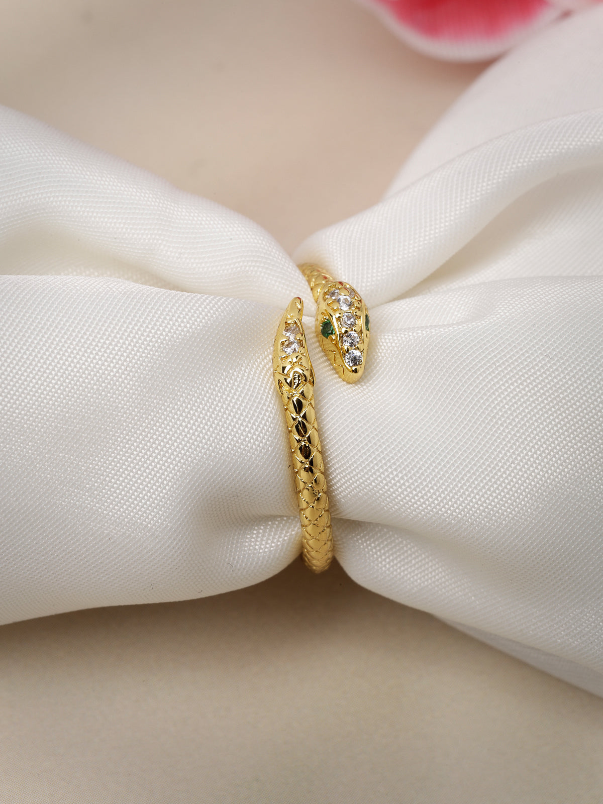 Scintillare by Sukkhi Decent Snake Gold Plated Open Snake Crystals Finger Ring for Women And Girls Unisex | Boho Midi Stackable Knuckle Rings|LR106709