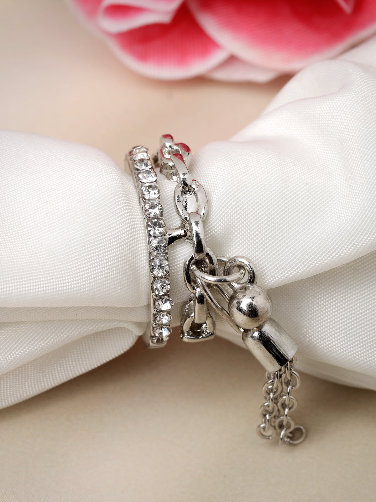 Scintillare by Sukkhi Delicate Rhodium Plated Silver American Diamonds Studded Finger Rings for Women & Girls | Valentine Gifts Collection|LR106711