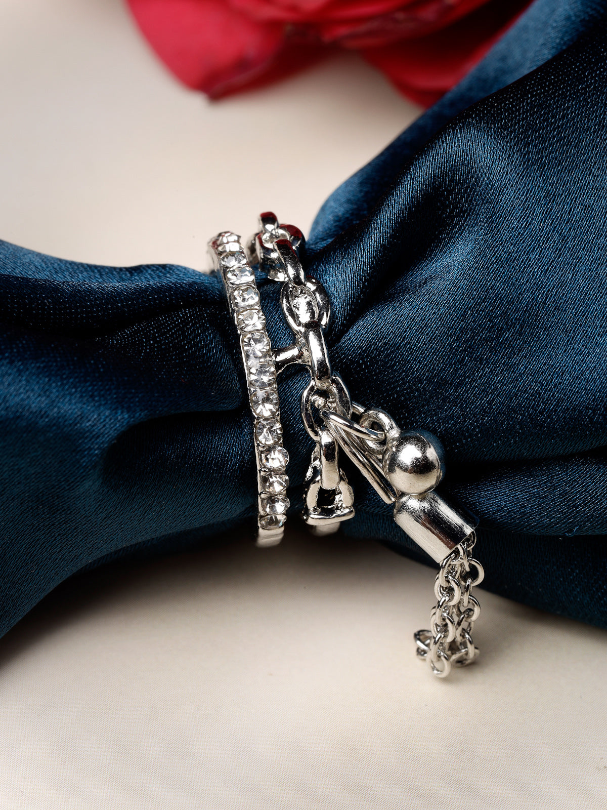 Scintillare by Sukkhi Decorative Rose Gold Plated Crystals Stones Studded Adjustable Finger Rings for Women & Girls | Valentine Gifts Collection|LR106712